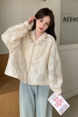 现货主推数据好重工亮片提花蕾丝防晒外套2C2851016P150K228，女装短外套，2C285