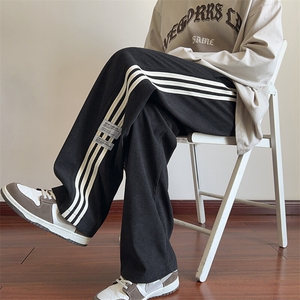 春季三条杠休闲裤男直筒宽松男士运动裤抽绳长裤A266-KZ916-P50图片