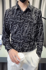 B216CS8317P552025秋装新款男印花长袖衬衫社会风，男装衬衫，电商B216（原B302）