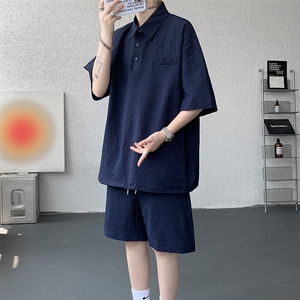 8XL-M日系工装短袖衬衫男夏季POLO衫t恤休闲运动套装TZ38004特P55图片