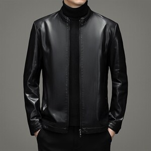 2023冬季新款皮衣男加绒外套中青年男休闲立领爸爸装ZS2118-P205图片
