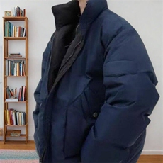 美式潮流双面可穿立领纯色简约宽松休闲百搭棉衣棉服外套短款男女，男装棉衣，星座613