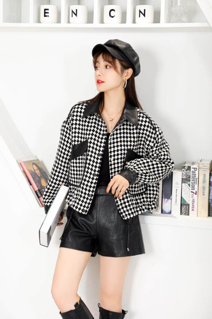 现货-粗纺棋盘格拼接小外套，其它，依歌贝诺