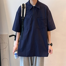 POLO衫男士韩版潮短袖纯色百搭2024夏季ins宽松外套T恤WB285-P25，男装T恤，星座412-2