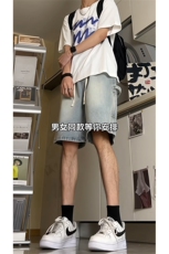 美式高街工装牛仔短裤A451特P35控55，男装牛仔裤，电商A309