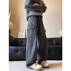 美式水洗复古大口袋工装裤男秋季牛仔裤潮牌宽松休闲直筒阔腿裤，男装休闲裤，星座716-3