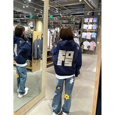 街头刺绣字母连帽卫衣男女款运动宽松长袖情侣帽衫W30，男装卫衣，星座1116A（原606A-3）