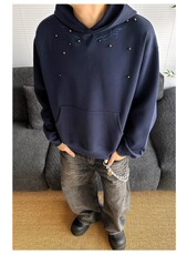 GC0758-P50网图复古钉珠刺绣设计连帽卫衣男女宽松休闲上衣帽衫，男装卫衣，电商C233