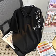 夏季中式刺绣风设计感翻领POLO衫男短袖休闲体恤潮POLO5054-P35，男装Polo衫，星座308B-1