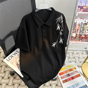 夏季中式刺绣风设计感翻领POLO衫男短袖休闲体恤潮POLO5054-P35图片