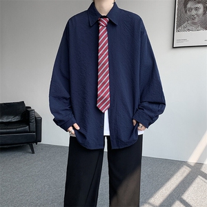 8XL-M泡泡纱盐缩肌理长袖衬衫男夏季冰丝外套防晒衬衣CS29007P40图片