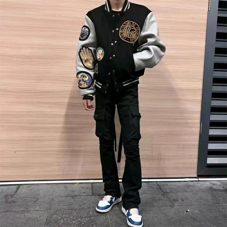 美式棒球服男女2026春秋季潮牌毛巾绣飞行员夹克情侣休闲宽松外套,男装夹克,星座715-4