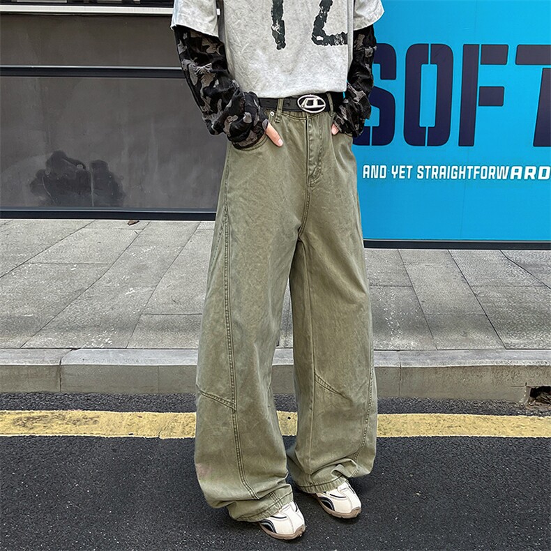 8XL-M工装裤男秋季日系男直筒宽松阔腿休闲弯刀裤子男K9177P65，男装工装外套，电商D206-1