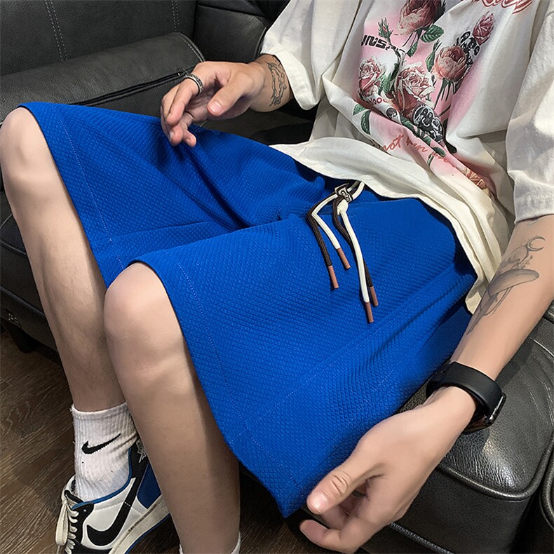 夏华夫格短裤男美式高街肌理感宽松休闲五分裤子XZ514-2-1527-P38,男装牛仔裤,星座514-2(原B239)