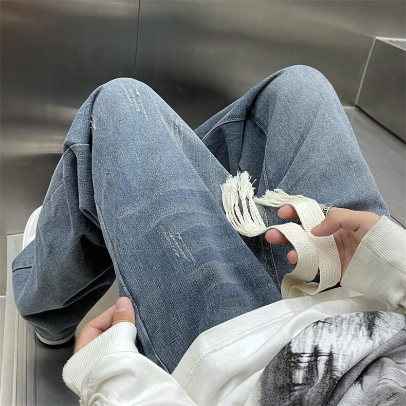 牛仔裤男新款秋季宽松直筒阔腿裤复古高街ins潮牌男裤N0612-P43,男装牛仔裤,星座308B-1