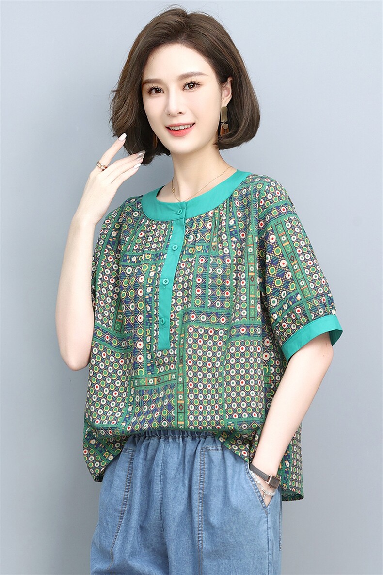 2025夏季新款时尚宽松棉质短袖T恤女,女装T恤,依恋蒂丝