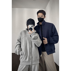 重磅boxy短款全棉450克开衫双拉链卫衣短宽立领外套男RH5321-P55，女装短外套，星座610B-1