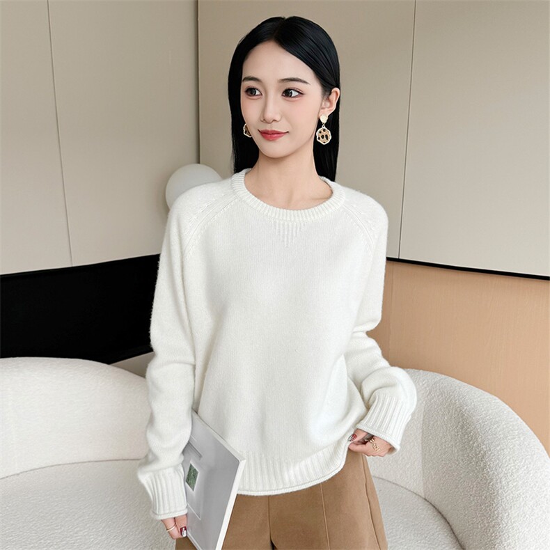 2025年秋季新款必达女士圆领套头衫，女装针织衫/毛衣，米哆哆羊绒