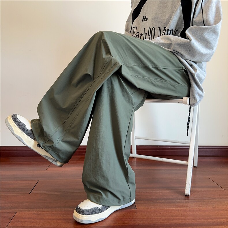 抖音品质秋季新款潮流速干褶皱宽松休闲裤B315-K25474-特p40控78,男装休闲裤,电商B315