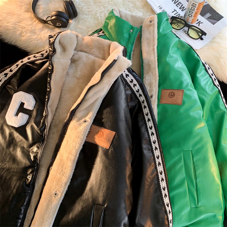 双面穿PU皮衣外套棉衣男加绒情侣棉服面包服棉袄女3323-P90控128,男装皮衣,星座207