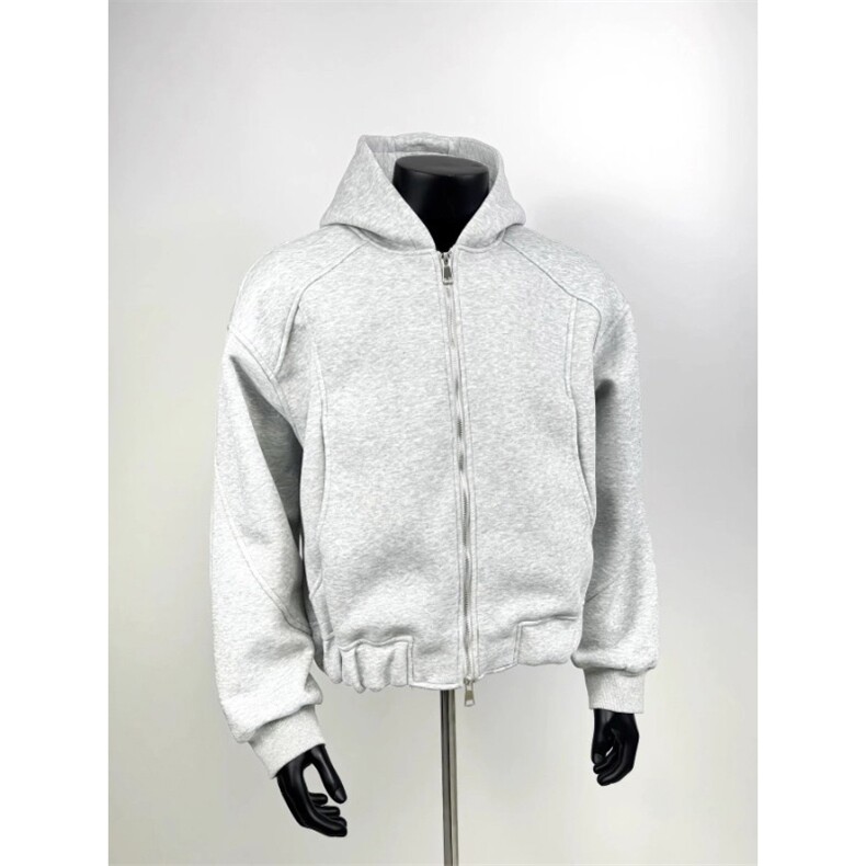 抖音得物高品质美式高街重磅辑明线结构设计连帽卫衣开衫外套W83，男装卫衣，电商A486-1