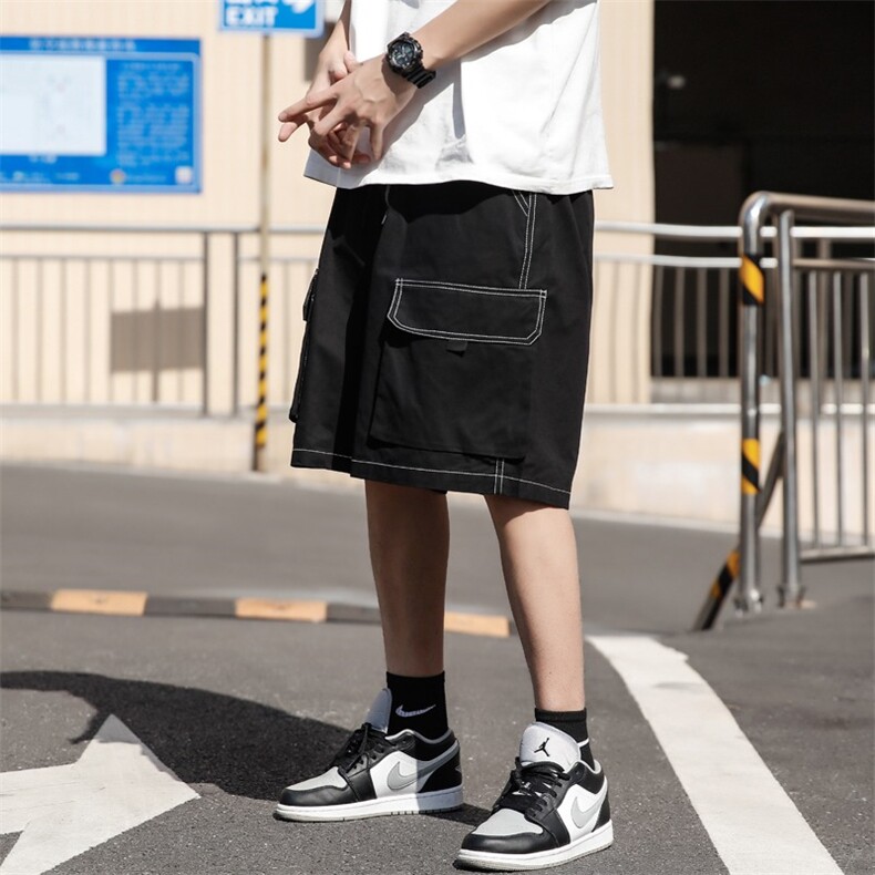 二町目夏季日系cityboy过膝工装短裤男宽松ins休闲五分裤六分裤潮，男装牛仔裤，星座1210-1