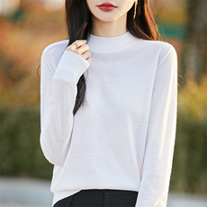 精纺细毛半高领针织打底衫女2025春秋新款显瘦洋气薄款内搭毛衣，女装羊毛衫，片语羊绒
