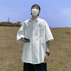 衬衫男短袖韩版潮流文艺帅秋夏2024日系新款ins宽松外套CY395-P33，男装衬衫，星座412-3