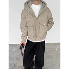 美式复古大理石座山雕棉服男款冬季仿水貂毛cleanfit加绒夹克外套，男装夹克，四季星座505