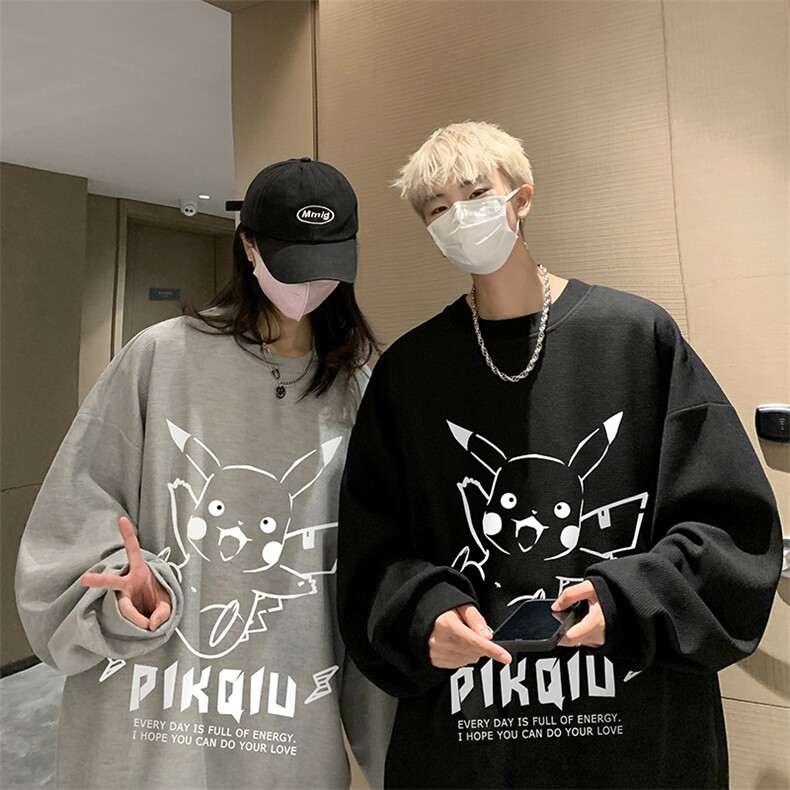 华夫格卫衣圆领卫衣男大码长袖t恤男外套HW76078-P30加绒款-P40,男装卫衣,电商A040