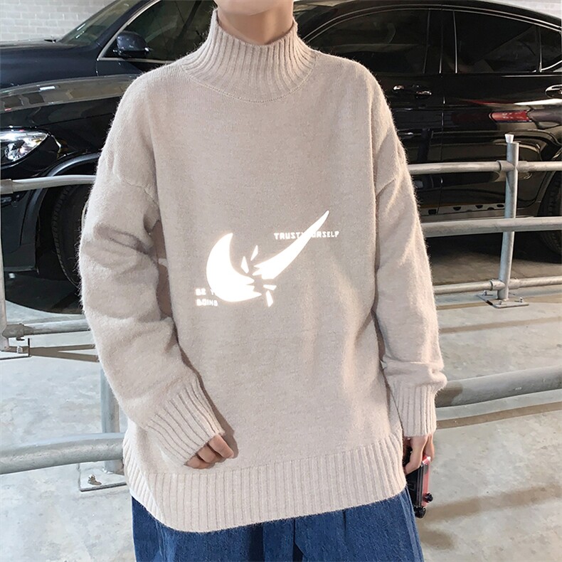 M18111-P45加绒P65半高领毛衣男士大码针织衫男毛线衣男线衫,男装针织衫/毛衣,电商A040