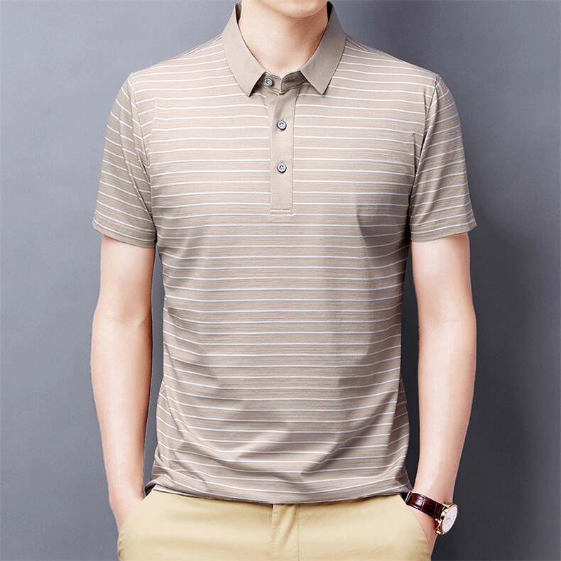 夏季新品休闲百搭宽松潮流翻领条纹上衣2023新款男士短袖运动服男,男装T恤,电商B212（原钱塘6029）