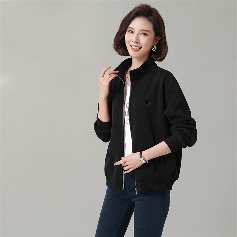 时尚百搭女士加绒保暖开衫卫衣舒适显瘦长袖外套秋冬必备单品,女装卫衣/绒衫,秋牧寒烟