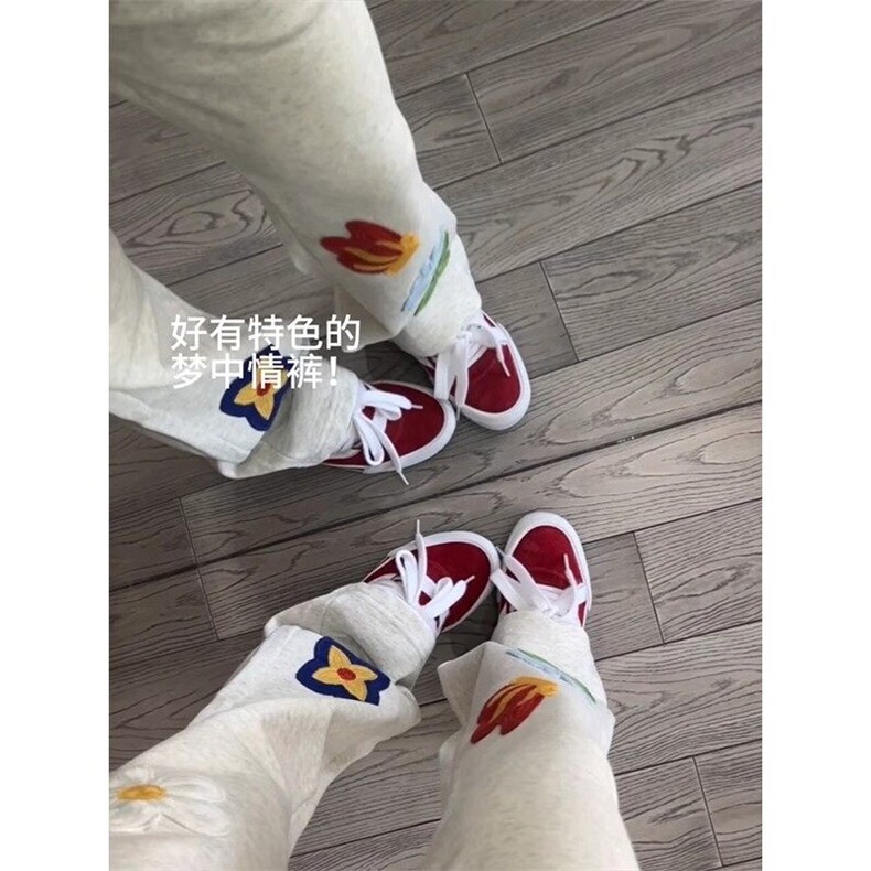 【档口现货】CXWK01HH-特P44dua同款刺绣花花卫裤花卉毛巾绣裤子,男装休闲裤,星座1007（原301D）