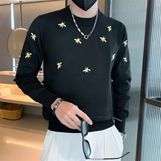 高端轻奢时尚修身毛衣男春秋小蜜蜂针织衫套头圆领长袖男M3288，男装针织衫/毛衣，星座1116A-2（原606A-1）