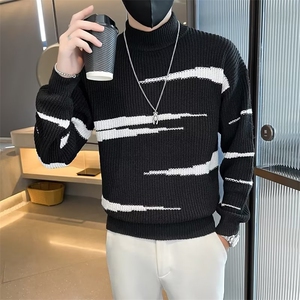 秋冬网红长袖圆领毛衣男韩版宽松套头针织衫高级感线衣 S535图片