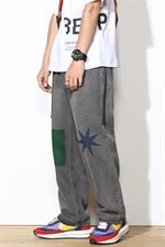 2021新款撞色印花阔腿裤复古牛仔裤宽松可5063-605，男装牛仔裤，星座304A-1