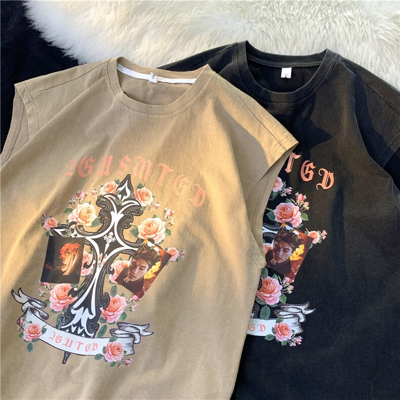 水洗做旧、现货无袖背心抖音直播供货JB7855-P38,男装背心/马甲,星座301B