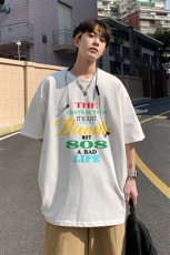 不断货纯棉重磅潮牌潮流青少年宽松圆领短袖T恤B219-Y226-P25，男装T恤，电商B219