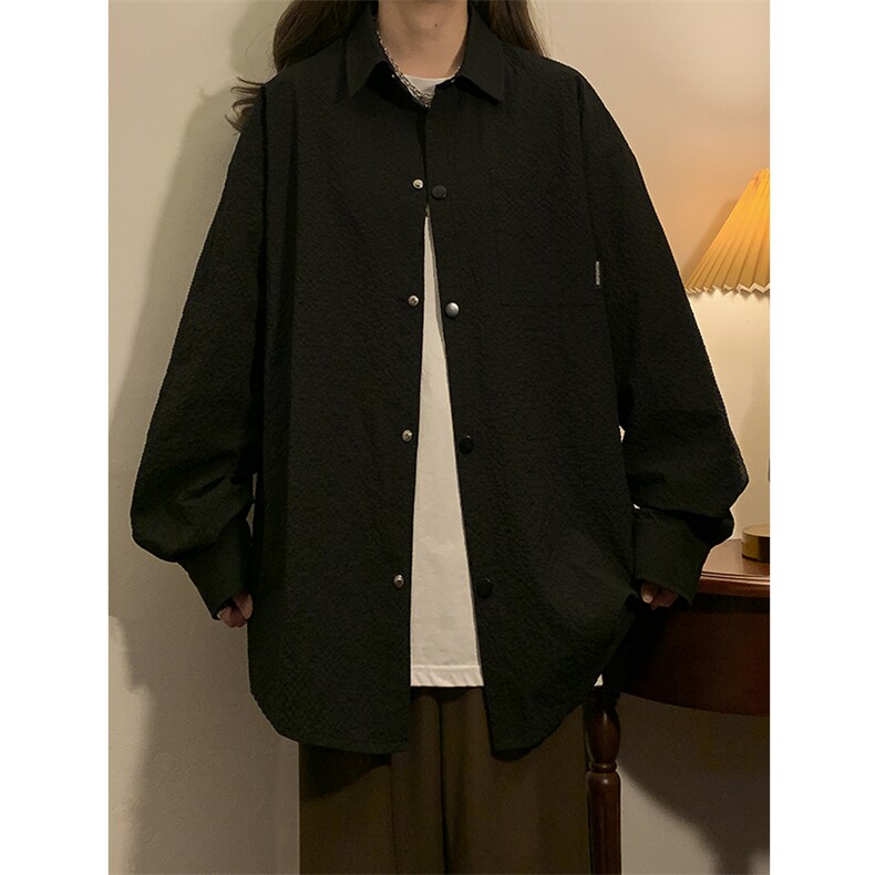 春秋季衬衫新款宽松休闲男女同款衬衣XZ102B-1-CS2201P50,男装衬衫,星座102B-1