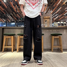 xz116-k1016-P50-控78现货破洞大码牛仔裤，男装牛仔裤，星座116