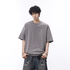 短袖男宽松激光烧花D329-QM910-P35-控58图片