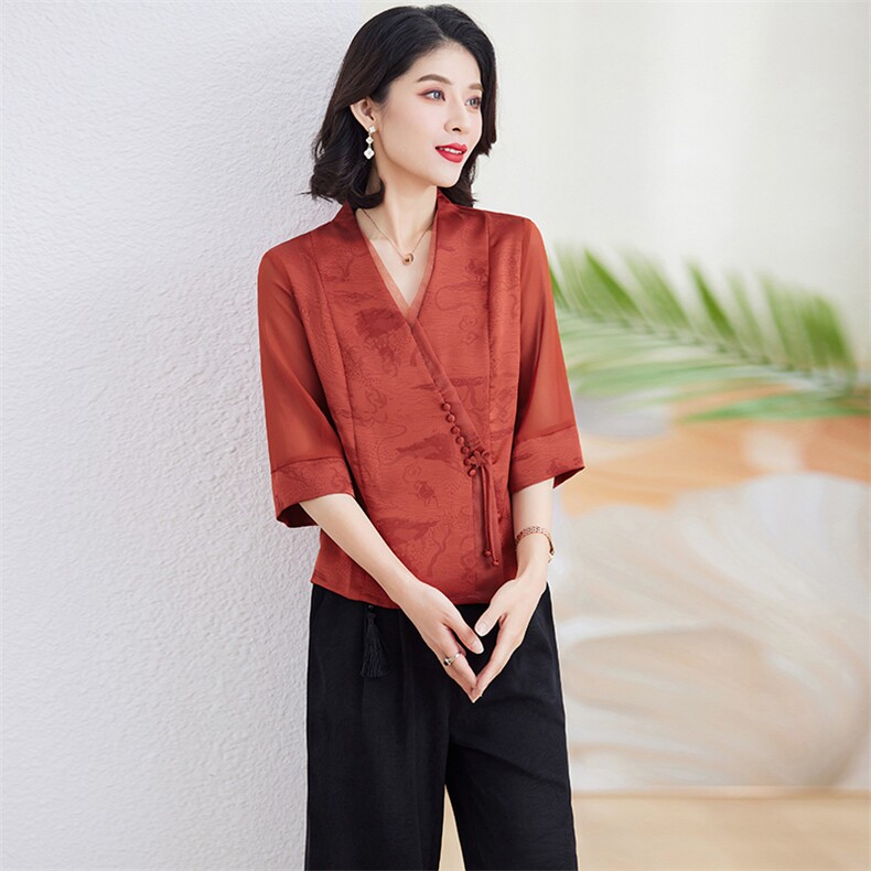 贵夫人妈妈成套搭配套装女2024新款夏高端香云纱阔腿裤两件套减龄,女装套装/套裙,江南女神