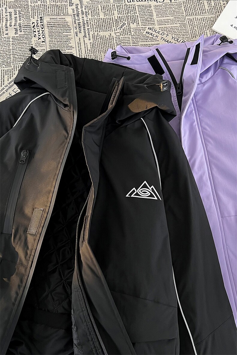2025冬季防水拉链魔术贴滑雪服男加棉加厚反光条棉服外套M69-P170,男装棉衣,电商A001-1