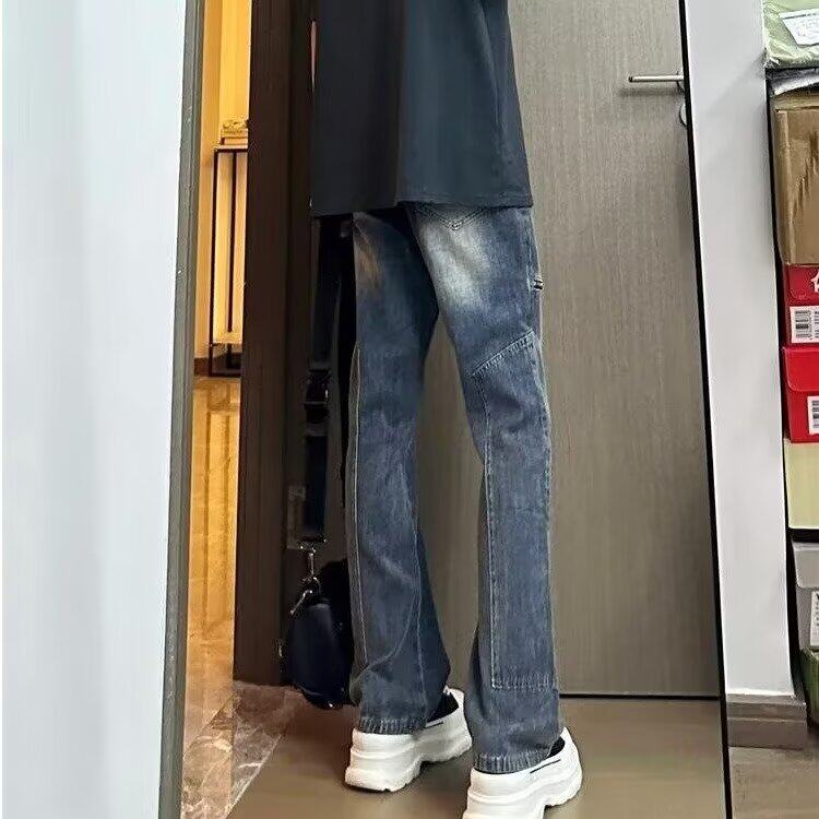 【有货】DT71-P50水洗牛仔裤男简约高级感直筒裤痞帅微喇叭裤,男装牛仔裤,星座603-2