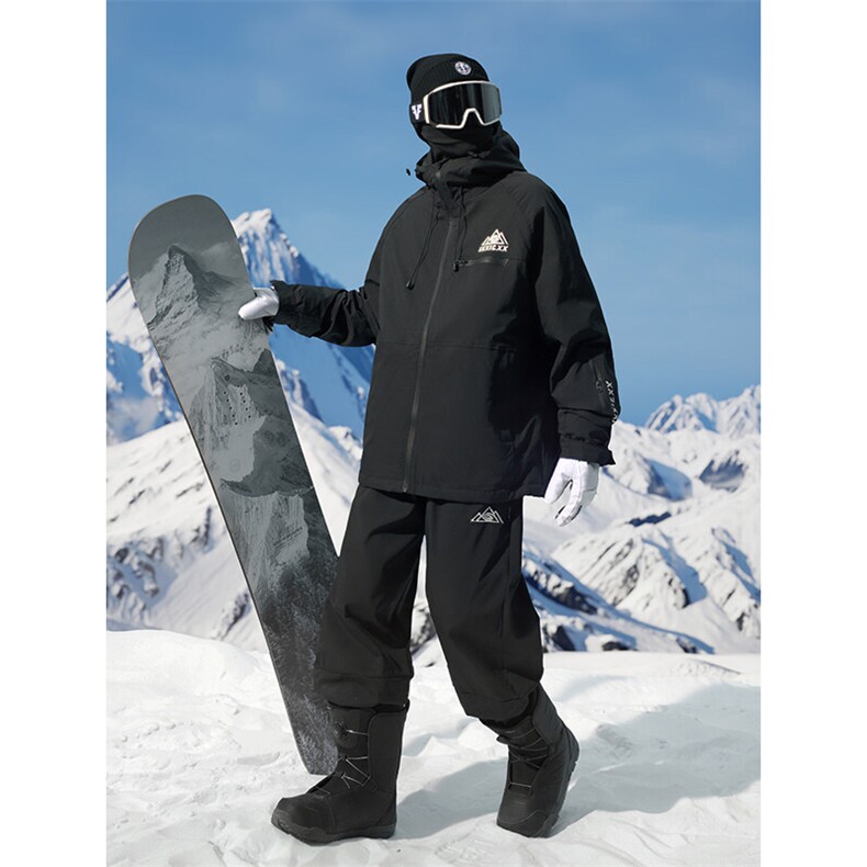 连帽防水防风滑雪服男女户外单板中性风套装HF66+K1077J加绒-P240，男装休闲套装，电商A001-1