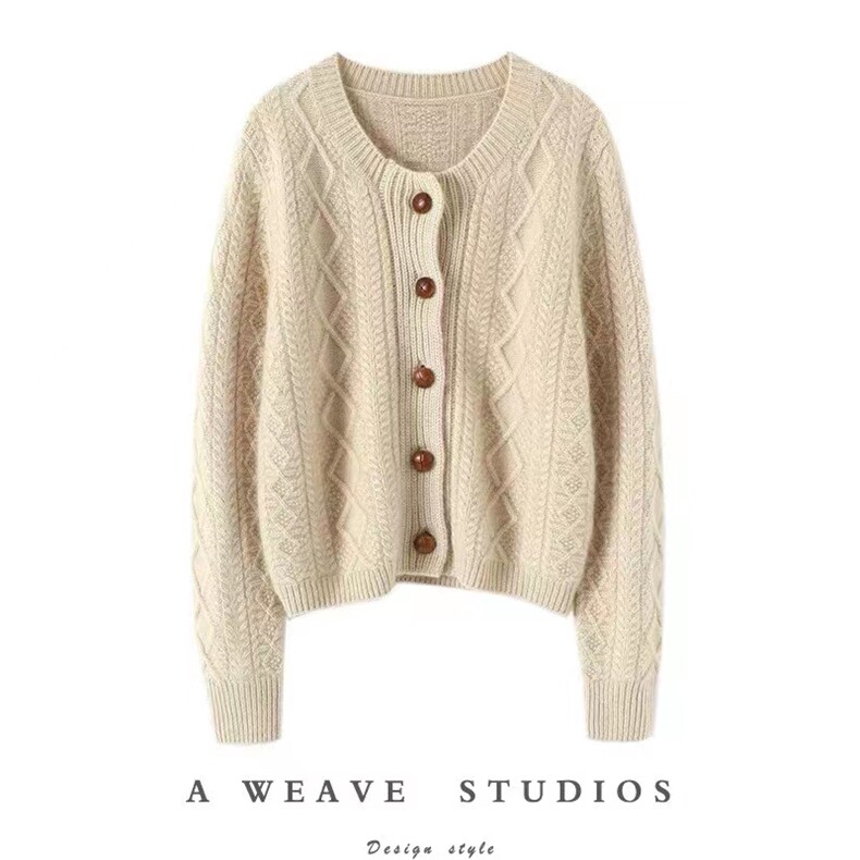 时尚百搭秋冬款女士开衫毛衣优雅气质针织衫舒适保暖，女装针织衫/毛衣，忠诺羊绒