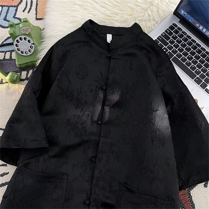 新中式汉服短袖衬衫男夏风唐装汉服宽松休闲半袖衬衣CY1110-P43,男装衬衫,星座412-2