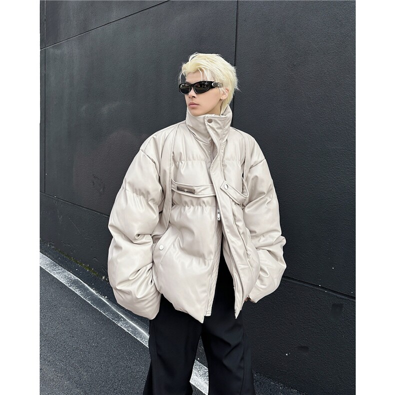 美潮东方巴黎PU皮手充棉加厚棉服外套W1816/特P115,男装棉衣,电商B350