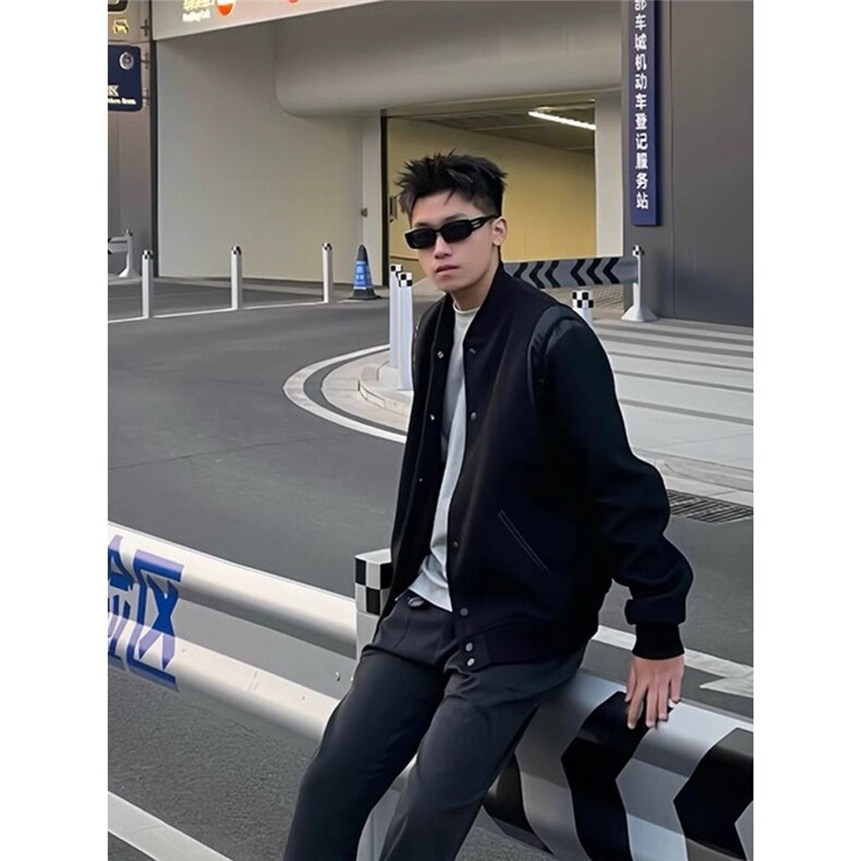 【有货】DM600-批58高级感拼接毛呢痞帅夹克男春秋美式棒球服潮,男装夹克,星座603-2